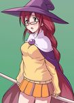  aq_interactive arcana_heart atlus blush examu glasses hat witch_hat yasuzumi_yoriko 