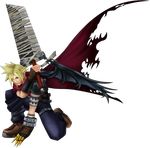  blonde_hair boots buster_sword cape cloud_strife dissidia_012_final_fantasy dissidia_final_fantasy final_fantasy final_fantasy_vii gloves kingdom_hearts lowres spiked_hair spikey_hair sword weapon wing wings 
