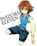  ball bike_shorts blue_eyes brown_hair fideo_aldena inazuma_eleven inazuma_eleven_(series) male male_focus rolled_sleeves short_hair shorts sleeves_rolled_up 