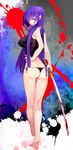  artist_request ass barefoot bikini busujima_saeko highres highschool_of_the_dead katana long_hair purple_hair side-tie_bikini swimsuit sword weapon 
