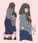  2girls annoyed asakusa_midori blush crying crying_with_eyes_open eizouken_ni_wa_te_wo_dasu_na! height_difference highres hug kanamori_sayaka long_skirt multiple_girls school_uniform skirt tama_(tm_suac) tears 