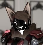  2022 3d_(artwork) anthro armor blender_(software) brown_body digital_media_(artwork) female fur hi_res humanoid king_sumo_(artist) mamagen mammal one_eye_closed red_armor screen screen_face solo tongue tongue_out watermark wink 