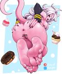  5_fingers 5_toes alien alien_humanoid anus armwear_only breasts butt censor_bar colored_nails cupcake dessert doughnut dragon_ball dragon_ball_fighterz feet fingers food foot_focus genitals hair hand_on_butt humanoid humanoid_feet humanoid_pointy_ears lewdsaiga long_hair looking_at_viewer looking_back majin majin_android_21 mostly_nude nails nipples not_furry open_mouth pink_body pink_skin pussy red_eyes signature soles solo spread_butt spreading teeth toes tongue tongue_out white_hair 