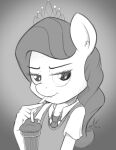  2016 5_fingers anthro anthrofied bedroom_eyes bodily_fluids clothed clothing crown diamond_tiara_(mlp) digital_drawing_(artwork) digital_media_(artwork) earth_pony equid equine eyebrows eyelashes female fingers friendship_is_magic genital_fluids grey_background greyscale hair hasbro hi_res horse inner_ear_fluff looking_at_viewer mammal milkshake monochrome my_little_pony narrowed_eyes necktie open_mouth pony pussy_juice school_uniform seductive signature simple_background sketch solo straw_in_mouth tiara tuft uniform vsdrawfag young 