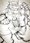  2022 anthro asian_clothing balls canid canine canis clothing domestic_dog east_asian_clothing erection fundoshi genitals hi_res humanoid_genitalia humanoid_hands humanoid_penis japanese_clothing kemono male mammal mature_male moobs musk nipples overweight overweight_male penis solo underwear yazoe 
