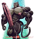  2018 4_fingers anthro balls big_balls big_muscles big_penis black_body black_fur disney ear_piercing ear_ring felid fingers fur genitals huge_muscles huge_penis humanoid_genitalia humanoid_penis hyper hyper_genitalia hyper_penis jaguar long_penis long_tail looking_at_viewer male mammal muscular muscular_anthro muscular_male nipple_piercing nipples pantherine penis piercing pink_nose renato_manchas ring_piercing smile solo spots spotted_body spotted_fur vein veiny_penis whiskers wolfiecanem zootopia 