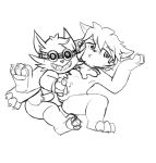  anthro duo eyewear genitals goggles hair kennen_(lol) league_of_legends male male/male mammal masturbation monochrome mousesix pawpads paws penis riot_games sharp_teeth sketch stroking_penis teeth video_games yordle ziggs_(lol) 