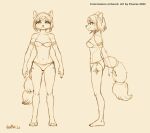  2022 accessory anthro breasts canid canine circlet clothing eyebrows feet female fox furgonomics hair hair_accessory hairband hi_res inner_ear_fluff jewelry krystal mammal navel nintendo powree short_hair sketch solo star_fox tail_accessory tailband topwear tuft video_games 