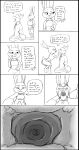 2018 absurd_res anthro bodily_fluids breasts canid canine close-up clothing dialogue disney english_text female fox hi_res imminent_vore judy_hopps lagomorph leporid male mammal monochrome mouth_shot necktie nick_wilde open_mouth rabbit saliva scut_tail short_tail silent_e smile teeth text tongue tongue_out zootopia 