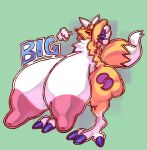  anthro areola bandai_namco big_breasts big_butt breasts butt digimon digimon_(species) dipstick_ears dipstick_tail english_text female hands_behind_head hi_res huge_breasts huge_nipples hyper hyper_breasts leg_markings long_nipples markings multicolored_body multicolored_ears nipples nondelismell nude pink_areola pink_nipples renamon socks_(marking) solo tail_markings text thick_thighs two_tone_body 