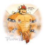  abs anthro armband balls bowser bracelet collar eyebrows foreskin genital_piercing genitals hair hi_res horn humanoid_genitalia humanoid_penis jewelry koopa looking_at_viewer male mario_bros muscular muscular_anthro muscular_male nintendo nipple_piercing nipples penis penis_piercing piercing poppin red_hair scalie spiked_armband spiked_bracelet spiked_collar spikes steam video_games 