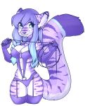  2016 alpha_channel anthro armwear biped blue_eyes blue_hair breasts cleavage clothed clothing countershade_face countershade_fur countershade_torso countershading digital_media_(artwork) ear_piercing elbow_gloves female footwear fur garter_straps gloves gradient_hair hair handwear hi_res holding_object holding_whip industrial_piercing legwear lily_(crystalscar) lingerie long_hair mammal markings navel panties piercing portrait purple_armwear purple_body purple_clothing purple_elbow_gloves purple_footwear purple_fur purple_gloves purple_hair purple_handwear purple_legwear purple_lingerie purple_panties purple_socks purple_thigh_highs purple_thigh_socks purple_underwear shaded simple_background socks solo standing striped_body striped_fur striped_markings stripes thigh_highs thigh_socks three-quarter_portrait transparent_background underwear whip white_body white_countershading zyira 