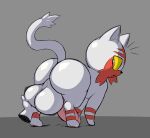  balls big_balls big_butt big_penis butt disembodied_hand feral generation_7_pokemon genitals grey_background hi_res huge_balls huge_penis litten looking_back male nintendo penis pokemon pokemon_(species) shiny_pokemon simple_background solo spinycatto video_games yellow_sclera 