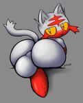  anthro backsack balls big_butt butt feral generation_7_pokemon genitals grey_background hi_res litten looking_at_viewer looking_back looking_back_at_viewer male nintendo penile_spines penis pokemon pokemon_(species) shiny_pokemon simple_background solo spinycatto video_games yellow_sclera 