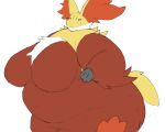  anthro belly big_belly big_breasts biped bodily_fluids breasts delphox female fur generation_6_pokemon hi_res huge_breasts huge_hips huge_thighs nintendo obese obese_anthro obese_female orange_body orange_fur overweight overweight_anthro overweight_female pokemon pokemon_(species) solo standing stripes sweat thick_thighs video_games wide_hips zephy_03 