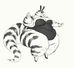  anthro black_and_white breasts bunny_costume california_kingsnake cettus clothing costume fat_rolls female footwear hi_res high_heels maeve_gibson monochrome obese obese_anthro obese_female overweight overweight_anthro overweight_female reptile scalie simple_background snake solo striped_body stripes white_background 