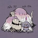  artist_name dog fire greavard grey_background houndstone no_humans open_mouth pokedex_number pokemon pokemon_(creature) purple_fire rinko_(mg54) simple_background 