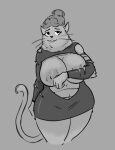  2022 anthro areola aunt_polly big_areola big_breasts big_nipples breasts clothing cocktail_dress curled_hair curvy_figure digital_media_(artwork) domestic_cat dress eyebrows eyelashes felid feline felis female fingers fur fur_tuft glistening glistening_areola glistening_clothing glistening_dress greyscale hair hi_res huge_breasts long_whiskers looking_at_viewer mammal mature_anthro mature_female monochrome navel nipples portrait prick_ears short_hair smile smiling_at_viewer solo standing stupidgnoll thick_thighs three-quarter_portrait tom_sawyer_(2000_film) torn_clothing torn_dress tuft whiskers wide_hips 