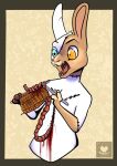  anthro gore half-length_portrait hi_res kwakapaint lagomorph leporid looking_afraid male mammal organ oryc patchwork_creature portrait rabbit solo stitch_(sewing) 