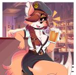  absurd_res alcohol anthro beer beverage breasts canid canine cleavage clothed clothing female hi_res mammal solo wireless_shiba 