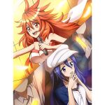  1boy 3girls amou_kanade artist_request bad_source bare_shoulders blue_eyes blue_hair blush breasts glowstick hat jewelry kazanari_tsubasa large_breasts long_hair microphone multiple_girls multiple_views necklace official_art open_mouth red_hair senki_zesshou_symphogear senki_zesshou_symphogear_xd_unlimited shiny shiny_hair shiny_skin smile yellow_eyes yuri 