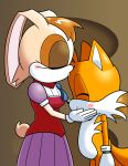  2020 absurd_res anthro blush blush_lines brown_hair canid canine clothed clothing digital_drawing_(artwork) digital_media_(artwork) duo eyelashes eyes_closed female forehead_kiss fox fur hair hi_res kissing lagomorph leporid male mammal miles_prower orange_body orange_fur rabbit sega sergeant16bit short_tail smile sonic_the_hedgehog_(series) tan_body tan_fur vanilla_the_rabbit white_body white_fur 