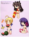  bikini black chibi fate/stay_night matou_sakura saber swimsuits tohsaka_rin 