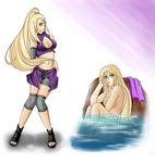  artist_request breasts cleavage covering naruto nude nude_cover smile source_request water yamanaka_ino 