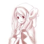  female final_fantasy final_fantasy_tactics gradient gradient_background hood kyokusetu long_hair monochrome robe solo staff white_mage white_mage_(fft) 