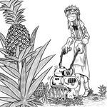  flat_chest food fruit futaba_channel kaitai kaitai-san maid monochrome monster_girl nijiura_maids pineapple scar shikyou-aki_(placeholder) simple_background solo stitches white_background zombie 