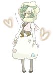  belt blonde_hair dress erufuun hair_ornament hair_ribbon happy heart horns leaf long_skirt moemon open_mouth personification pokemon pokemon_(game) pokemon_black_and_white pokemon_bw ribbon scarf short_hair simple_background skirt stocking thighhighs vest whimsicott yellow_eyes 