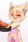  anthro apron apron_only balls blush clothed clothing cookware eyes_closed flaccid food frying_pan fur genitals hi_res kitchen_utensils league_of_legends male mostly_nude partially_clothed penis riot_games smile smite_(artist) solo tan_body tan_fur teemo_(lol) tools video_games yordle 