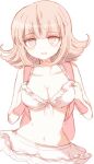  backpack bag bikini breasts danganronpa_(series) danganronpa_2:_goodbye_despair flipped_hair light_brown_hair mari_audio medium_breasts medium_hair nanami_chiaki pink_bag swimsuit upper_body white_bikini 