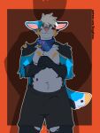  absurd_res anonymous anonymous_gender bandanna belly blush bulge canid canine hi_res kerchief kingdraws mammal shadow 