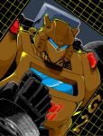  2022 absurdres autobot blue_eyes bumblebee_(transformers) clenched_hand english_commentary highres inker-guy looking_ahead mecha no_humans robot science_fiction transformers upper_body western_comics_(style) wheel 