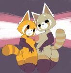  aggressive_retsuko ailurid anthro butt clothing daughter duo female hi_res holding_butt legwear mammal mature_female mother mother_and_child mother_and_daughter nipples parent parent_and_child red_panda retsuko&#039;s_mother sanrio thigh_highs vono 