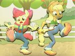  anthro apple_bloom_(mlp) applejack_(mlp) attacktitan64 barefoot burnt duo equid equine feet female foot_focus friendship_is_magic hasbro hi_res horse mammal my_little_pony pain pony soles tears_of_pain toes 