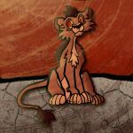  animated brown_hair deidad_dissitum disney fangs felid feral frame_by_frame hair lion looking_aside male mammal nuka orange_body pantherine red_eyes red_sky sitting skinny sky smile solo tail_tuft the_lion_king tuft young 