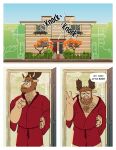  anthro capreoline cervid clothing comic facial_hair hi_res male mammal moose mostly_nude nardodraws outside robe robe_only solo 