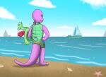  animate_inanimate anthro beach boats clothing cloud dinosaur ericktyson hand_on_hip holding_object inflatable living_inflatable male pool_toy reptile sand scalie seashell seaside shell sky solo swim_ring swimming_trunks swimwear theropod tyrannosaurid tyrannosaurus tyrannosaurus_rex water zoran 