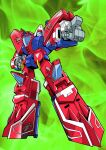  assault_visor frown full_body green_background hand_on_hip highres hyper_jet_robo machine_robo machine_robo_rescue mecha pointing robot science_fiction solo super_robot tsushima_naoto 