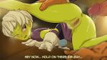  1boy 1girl absurdres anus ass belt bodysuit bottomless cheelai clitoral_hood clitoris colored_skin commentary dragon_ball dragon_ball_super english_commentary english_text female_pubic_hair from_side gloves greatm8 green_skin highres imminent_penetration looking_at_another looking_back lying on_side open_mouth penis photoshop_(medium) precum pubic_hair purple_bodysuit purple_eyes pussy pussy_juice short_hair source_filmmaker_(medium) spread_ass spread_legs subtitled sweat top-down_bottom-up uncensored white_gloves white_hair 
