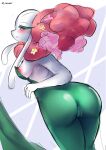  absurd_res big_butt blush breasts butt female florges generation_6_pokemon genitals green_body hi_res humanoid nintendo pokemon pokemon_(species) pokemorph pussy red_eyes runa_(artist) solo thick_thighs video_games white_body 