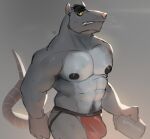  abs anthro armpit_hair big_pecs body_hair bulge clothing eyebrows fur grey_background grey_body grey_fur huzzhuz jockstrap jockstrap_only male mammal murid murine muscular muscular_anthro muscular_male nipples orvar_linden pecs rat rodent simple_background solo thick_eyebrows underwear whiskers yellow_eyes 