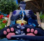  ahegao alizea_(blackie94) anthro areola beach big_nipples big_pawpads blender_(software) blender_cycles blue_body blue_eyes bodily_fluids breasts chair cum cum_on_feet duo female female_dominating_male finger_in_mouth finger_suck foot_fetish foot_play footjob fox_whisper85 furniture generation_4_pokemon genital_fluids genitals hand_on_breast hi_res larger_female looking_pleasured lucario male male/female nintendo nipples orgasm orgasm_face penis pokemon pokemon_(species) red_eyes reptile scalie seaside sex size_difference smaller_male snake sucking tongue tongue_out video_games 
