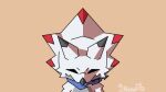  animated anthro bandai_namco bandanna black_sclera digimon digimon_(species) digimon_ghost_game dragonwolf360 evil_look gammamon gammamon_(ghost_game) horn kerchief male solo white_body yellow_eyes 