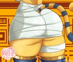  animal_crossing ankha_(animal_crossing) anthro big_butt breasts butt butt_focus domestic_cat faceless_character faceless_female felid feline felis female hi_res kogeikun mammal nintendo simple_background solo thick_thighs video_games yellow_body 