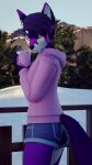  3d_(artwork) anthro blender_(software) cabin canid canine clothed clothing detailed_background digital_media_(artwork) facial_piercing female fox herm hi_res intersex invalid_tag itsjag jag looking_at_viewer mammal mountain mug nose_piercing nose_ring piercing ring_piercing slim smile smiling_at_viewer solo steam 