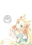  animal_ears azusa_kitade_render blonde_hair dress flower h2so4 jewelry long_hair necklace photoshop tail twintails 