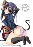  animal_ears azusa_kitade_render back blush cat_ears cat_tail footwear guitar houkago_tea_time k-on k-on! k-on!! miniskirt nakano_azusa panties pantsu pantyshot photoshop school_uniform skirt slip socks twintails underwear uniform 